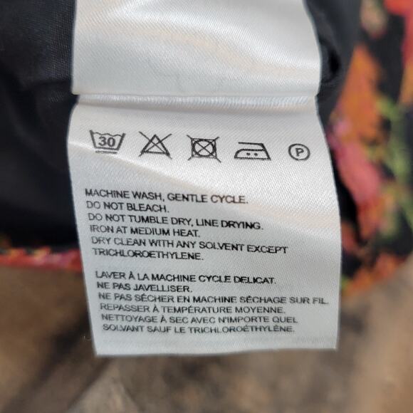 Farm Rio Anthropologie Quilted Mini Skirt Small‎ Black Pink Floral Birds Boho - Picture 8 of 11